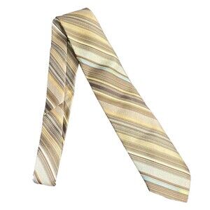 #6840 ORSINI VTG Shades of Brown Striped Orsini of Florence Mens Necktie Tie